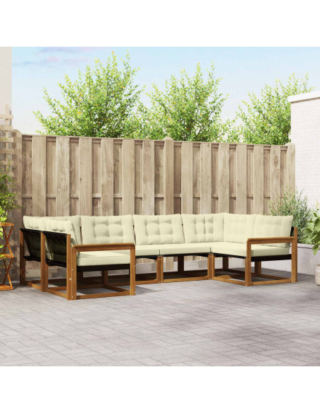 Set di divani con cuscino 6 pcs Naturale e Crema