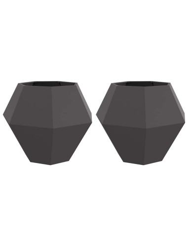 Fioriera 2 pcs Nero 100 x 100 x 80 cm Acciaio