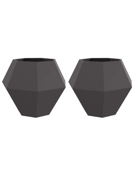 Fioriera 2 pcs Nero 100 x 100 x 80 cm Acciaio