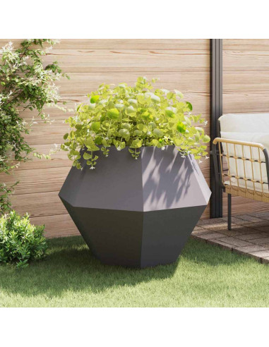 Fioriera 2 pcs Nero 100 x 100 x 80 cm Acciaio