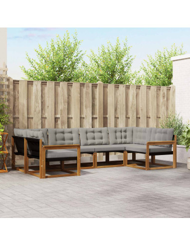 Set di divani con cuscino 6 pcs Grigio Naturale e Chiaro