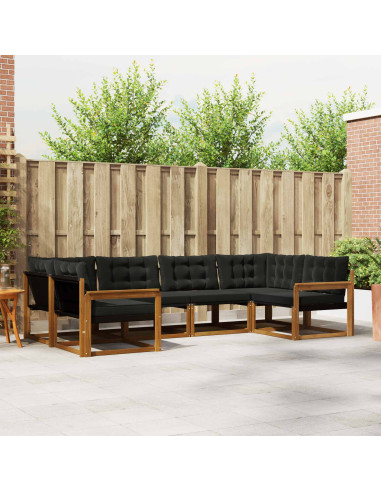 Set di divani con cuscino 6 pcs Naturale e Nero