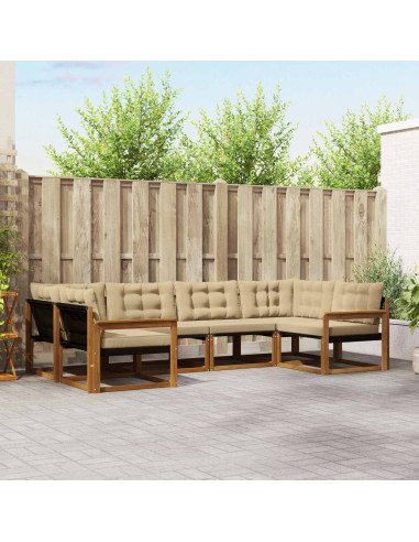 Set di divani con cuscino 6 pcs Naturale e Beige