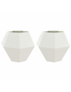 Fioriera 2 pcs Bianco 100 x 100 x 80 cm Acciaio 2