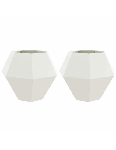 Fioriera 2 pcs Bianco 100 x 100 x 80 cm Acciaio