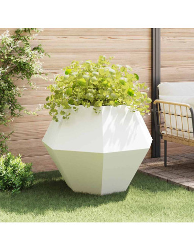 Fioriera 2 pcs Bianco 100 x 100 x 80 cm Acciaio