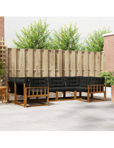 Set di divani con cuscino 6 pcs Naturale e Nero