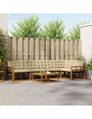 Set di divani con cuscino 6 pcs Naturale e Beige