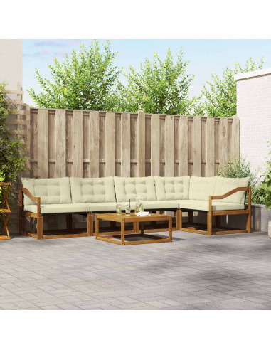 Set di divani con cuscino 6 pcs Naturale e Crema