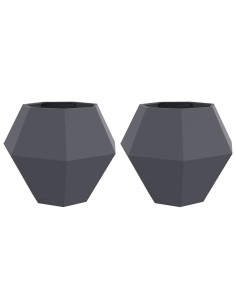 Fioriera 2 pcs Antracite 100 x 100 x 80 cm Acciaio 2