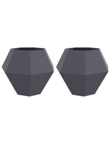 Fioriera 2 pcs Antracite 100 x 100 x 80 cm Acciaio