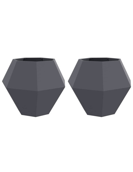 Fioriera 2 pcs Antracite 100 x 100 x 80 cm Acciaio