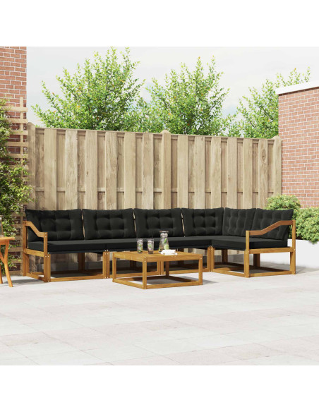 Set di divani con cuscino 6 pcs Naturale e Nero