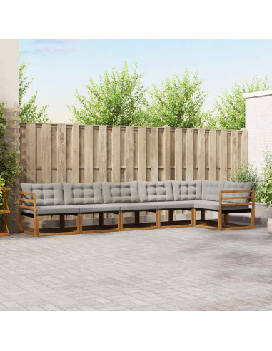 Set di divani con cuscino 6 pcs Grigio Naturale e Chiaro