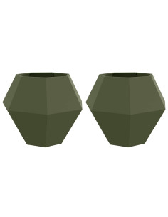 Fioriera 2 pcs Verde oliva 100 x 100 x 80 cm Acciaio 2