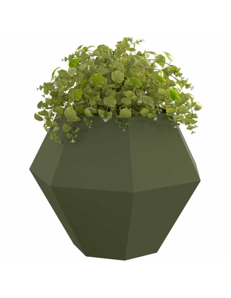 Fioriera 2 pcs Verde oliva 100 x 100 x 80 cm Acciaio