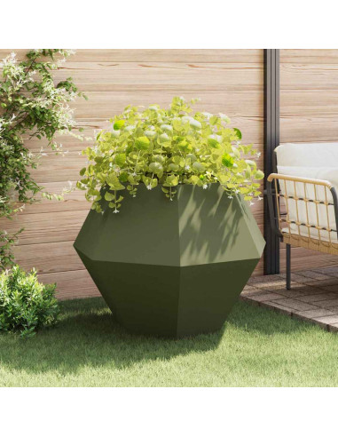 Fioriera 2 pcs Verde oliva 100 x 100 x 80 cm Acciaio