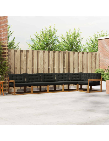 Set di divani con cuscino 6 pcs Naturale e Nero