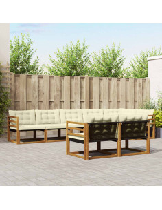 Set di divani con cuscino 8 pcs Naturale e Crema