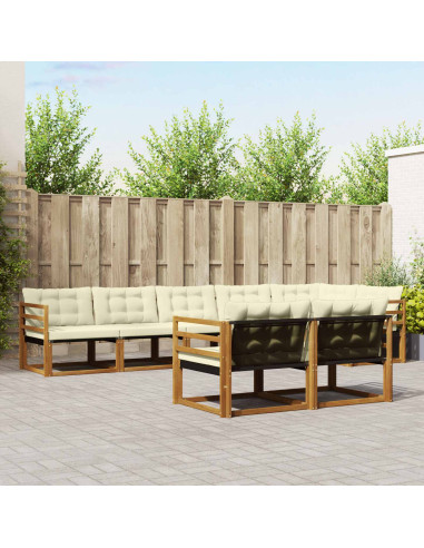 Set di divani con cuscino 8 pcs Naturale e Crema