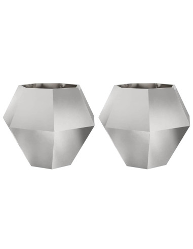Fioriera 2 pcs Argento 100 x 100 x 80 cm Acciaio inossidabile