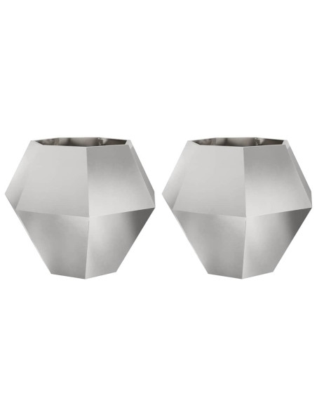 Fioriera 2 pcs Argento 100 x 100 x 80 cm Acciaio inossidabile