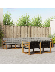 Set di divani con cuscino 8 pcs Grigio Naturale e Chiaro