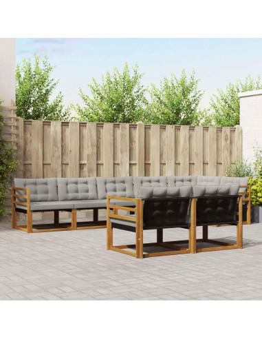 Set di divani con cuscino 8 pcs Grigio Naturale e Chiaro