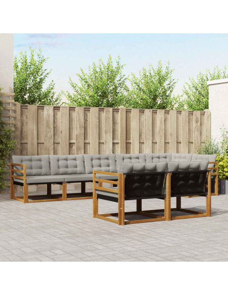 Set di divani con cuscino 8 pcs Grigio Naturale e Chiaro