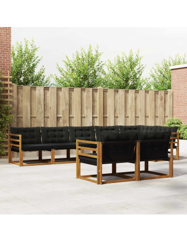 Set di divani con cuscino 8 pcs Naturale e Nero