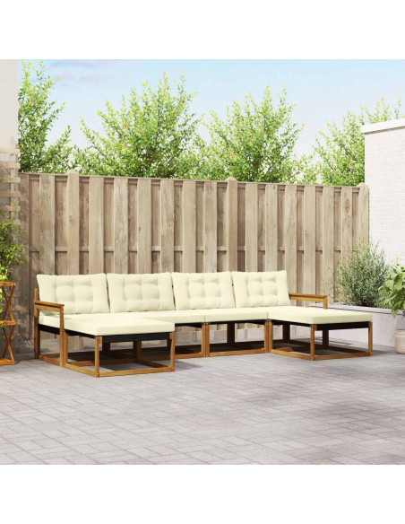 Set di divani con cuscino 6 pcs Naturale e Crema