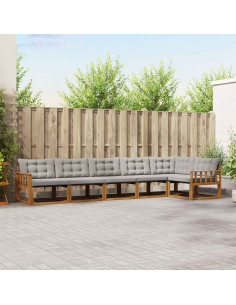 Set di divani con cuscino 6 pcs Grigio Naturale e Chiaro