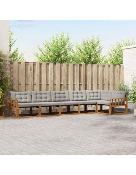 Set di divani con cuscino 6 pcs Grigio Naturale e Chiaro