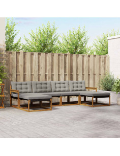 Set di divani con cuscino 6 pcs Grigio Naturale e Chiaro