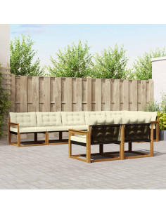 Set di divani con cuscino 8 pcs Naturale e Crema