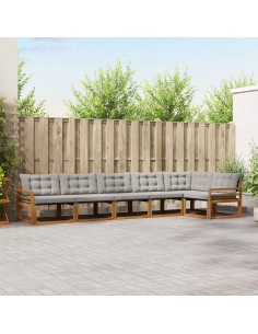 Set di divani con cuscino 6 pcs Grigio Naturale e Chiaro