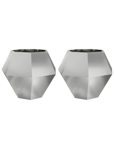 Fioriera 2 pcs Argento 100 x 100 x 80 cm Acciaio zincato