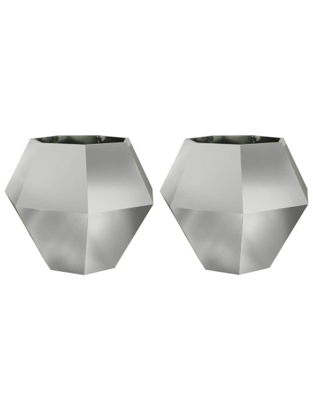Fioriera 2 pcs Argento 100 x 100 x 80 cm Acciaio zincato