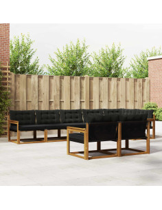 Set di divani con cuscino 8 pcs Naturale e Nero