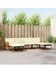 Set di divani con cuscino 6 pcs Naturale e Crema