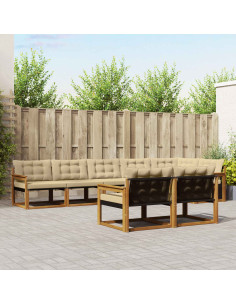 Set di divani con cuscino 8 pcs Naturale e Beige