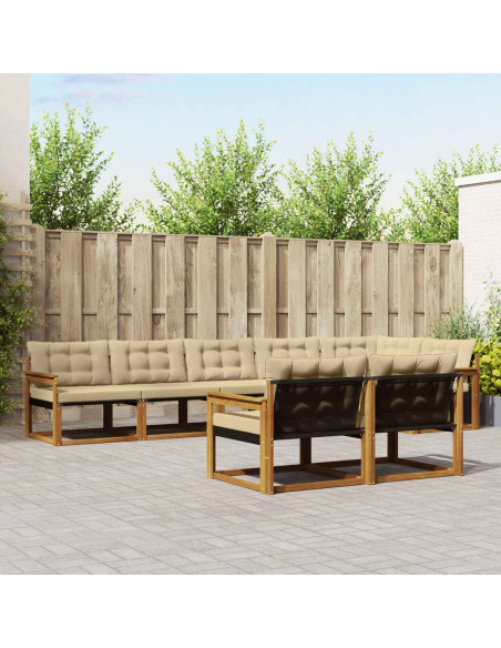 Set di divani con cuscino 8 pcs Naturale e Beige
