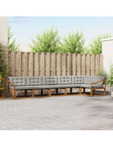 Set di divani con cuscino 6 pcs Grigio Naturale e Chiaro