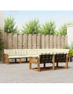 Set di divani con cuscino 8 pcs Naturale e Crema