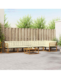 Set di divani con cuscino 7 pcs Naturale e Crema