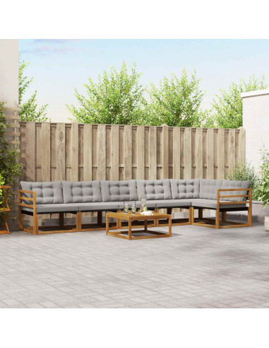 Set di divani con cuscino 7 pcs Grigio Naturale e Chiaro
