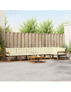 Set di divani con cuscino 7 pcs Naturale e Crema