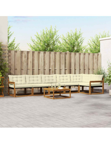 Set di divani con cuscino 7 pcs Naturale e Crema