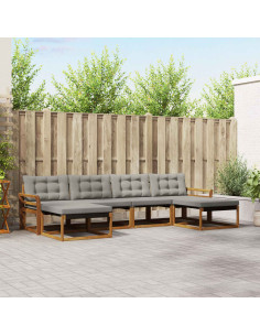 Set di divani con cuscino 6 pcs Grigio Naturale e Chiaro