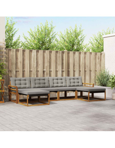 Set di divani con cuscino 6 pcs Grigio Naturale e Chiaro